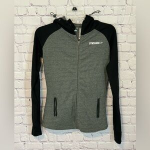 Gymshark Gray and Black Fitted Zip Up Jacket